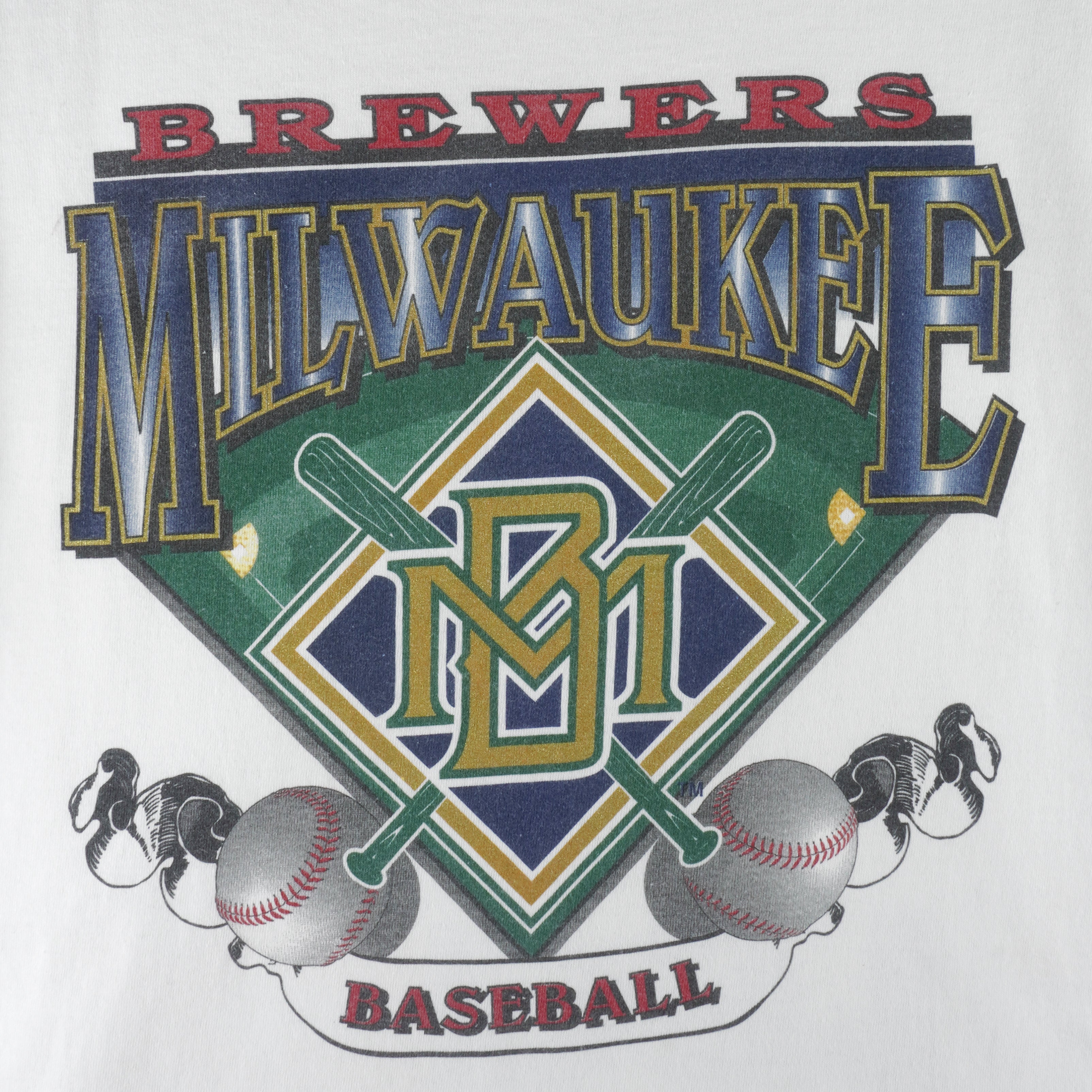 MLB (Delta) - Milwaukee Brewers Single Stitch T-Shirt 1990s X-Large Vintage Retro Baseball