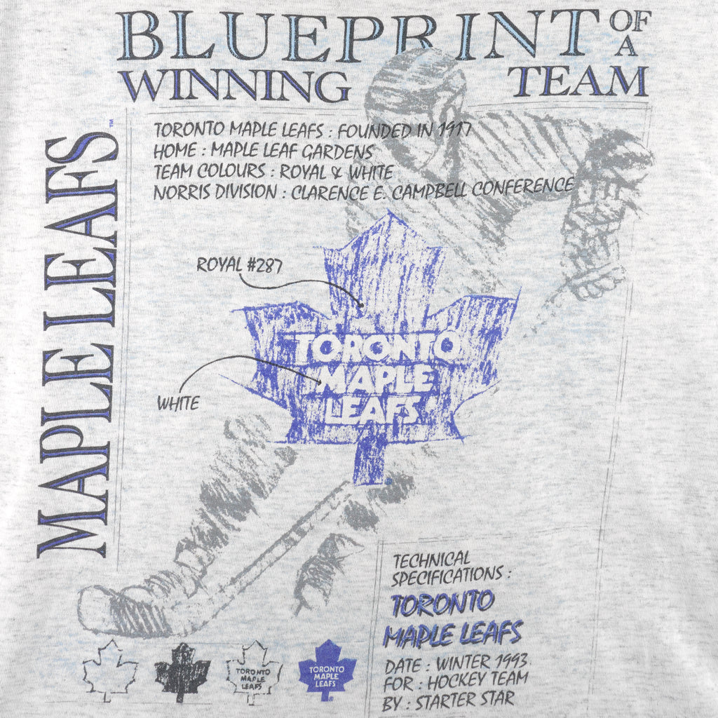 Starter - Toronto Maple Leafs Single Stitch T-Shirt 1990s Medium Vintage Retro Hockey