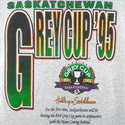 CFL (Soft Wear) - Saskatchewan Roughriders Grey Cup Single Stitch T-Shirt 1995 X-Large Vintage Retro Football