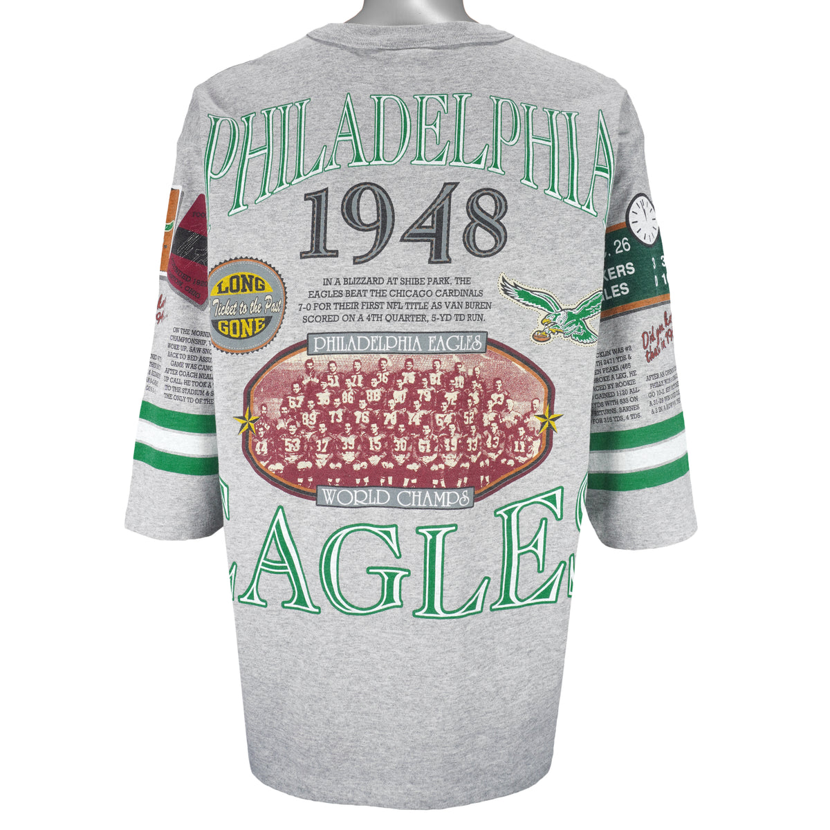 NFL (Long Gone) - Philadelphia Eagles World Champs T-Shirt 1990s X-Large Vintage Retro Football