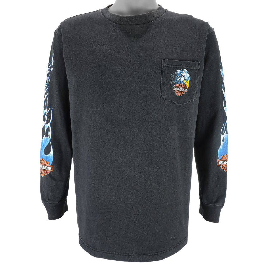 Harley Davidson - Motorcycles Rocky Mountain Long Sleeved Shirt 2002 Large Vintage Retro