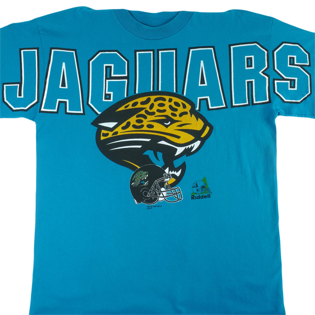 NFL (Riddell) - Jacksonville Jaguars Big Spell-Out T-Shirt 1997 Large vintage retro football