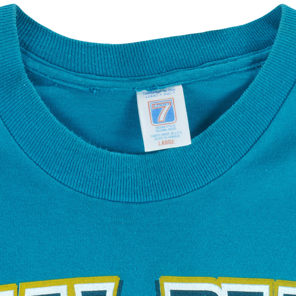 NFL (Logo 7) - Jacksonville Jaguars Teal Is For Real Single Stitch T-Shirt 1990s Large Vintage retro Football