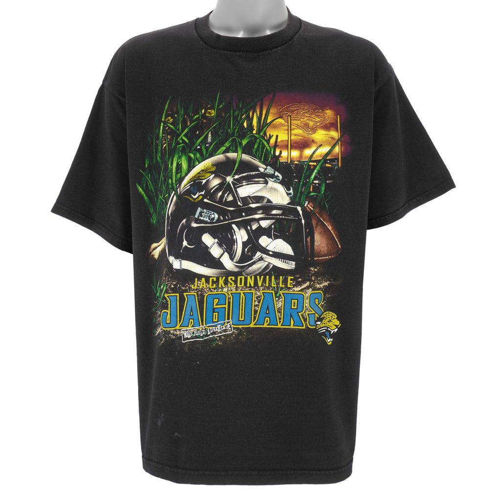 NFL (Lee) - Jacksonville Jaguars Helmet Home Field Advantage T-Shirt 1990s X-Large Vintage Retro Football