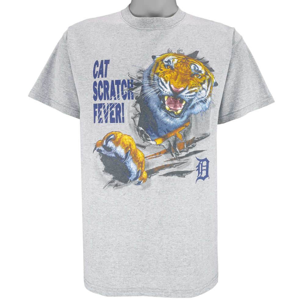 MLB (CSA) - Detroit Tigers Cat Scratch Fever T-Shirt 1990s Large Vintage retro Baseball