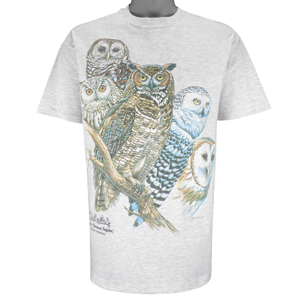 Vintage (Hanes) - Owls Animals Print T-Shirt 1990s Large Vintage Retro