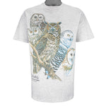 Vintage (Hanes) - Owls Animals Print T-Shirt 1990s Large