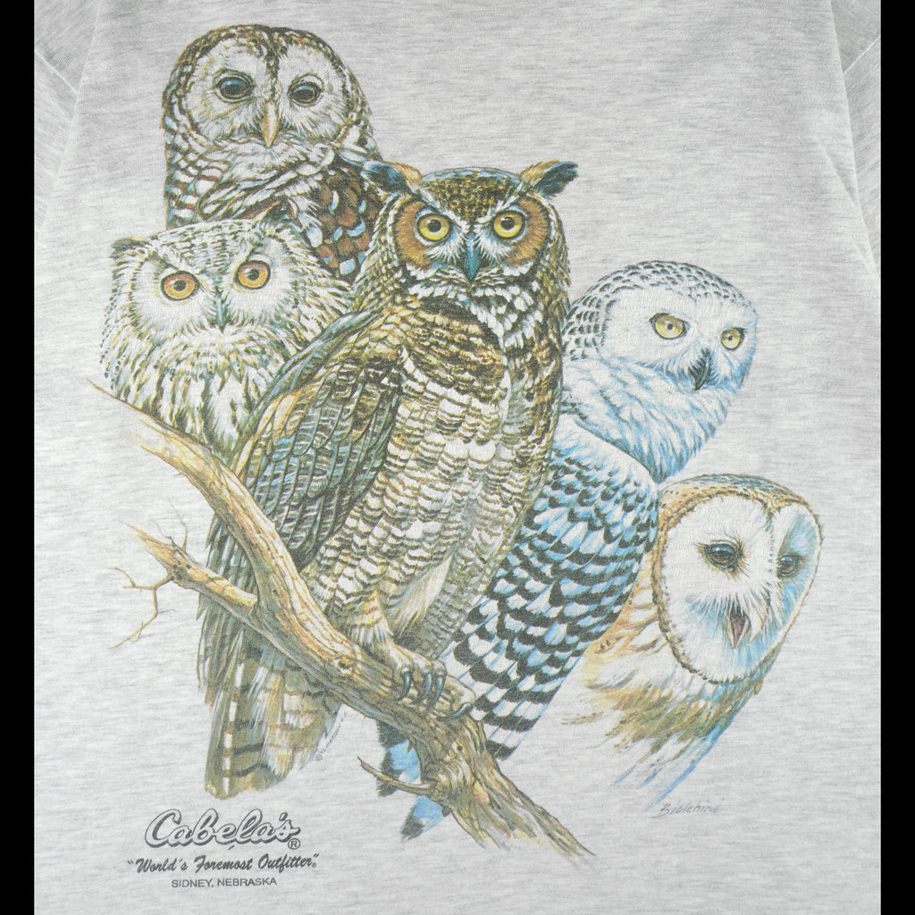 Vintage (Hanes) - Owls Animals Print T-Shirt 1990s Large Vintage Retro