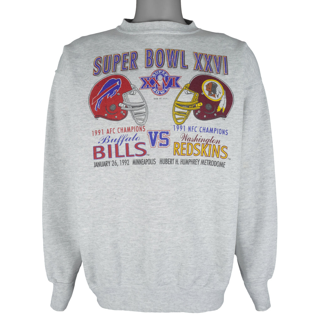 NFL (Tultex) - Buffalo Bills VS Redskins Super Bowl 26th Sweatshirt 1991 X-Large Vintage Retro Football