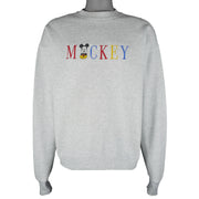 Disney - Mickey Mouse Embroidered Crew Neck Sweatshirt 1990s X-Large Vintage Retro