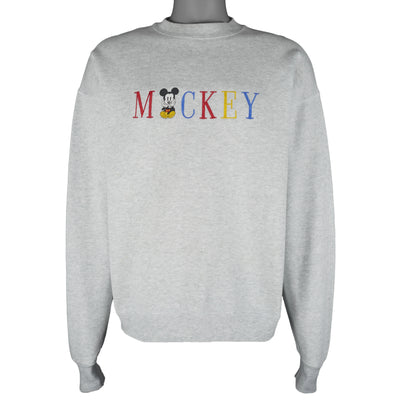 Disney - Mickey Mouse Embroidered Crew Neck Sweatshirt 1990s X-Large