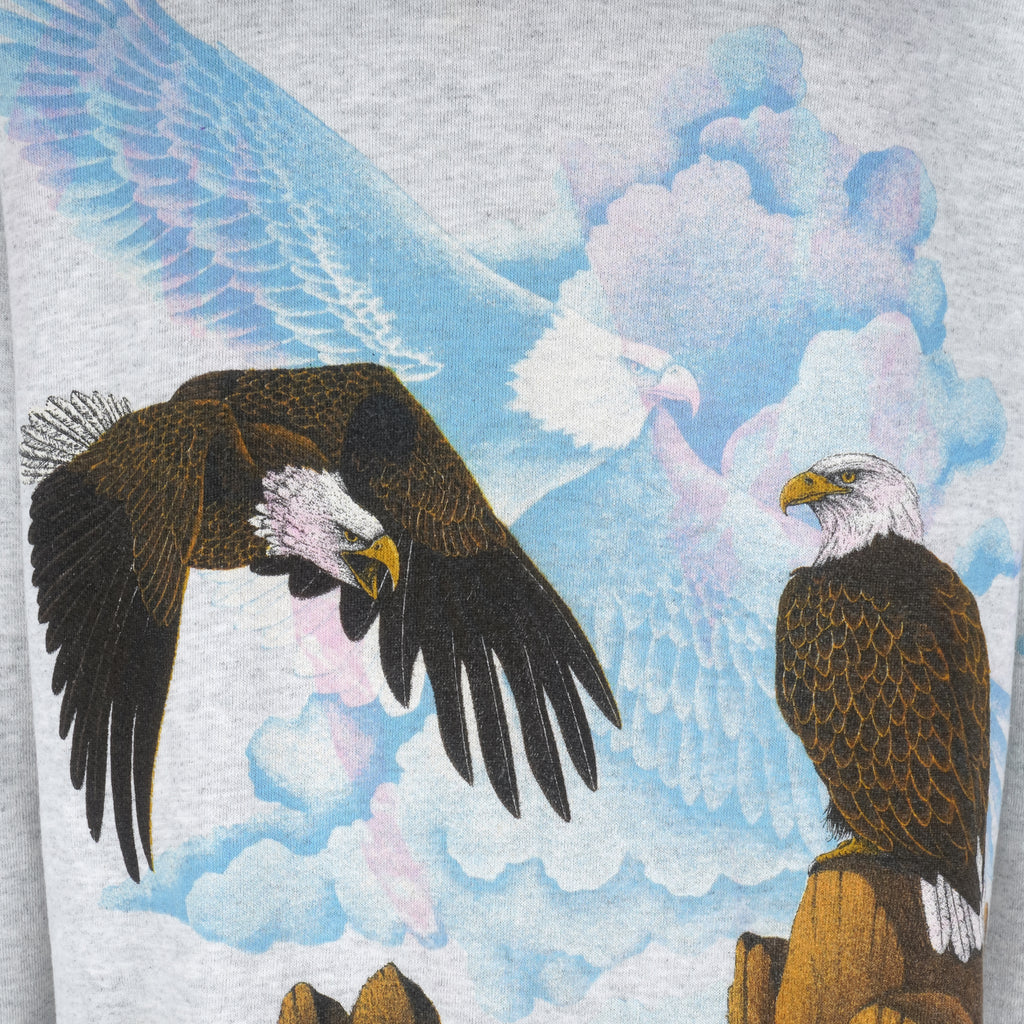 Vintage (Pacific Sport) - Bald Eagle Animal Print Sweatshirt 1990s X-Large Vintage Retro
