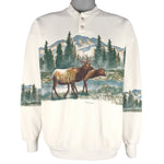 Vintage (Art Unlimited) - The White-Tailed Deers Animal Print Sweatshirt 1990s Large