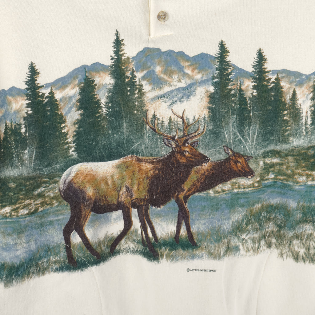 Vintage (Art Unlimited) - The Deers Animal Print Sweatshirt 1990s Large Vintage Retro