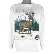 Vintage - White Tailed Deer Animal Print Sweatshirt 1990s Large Vintage Retro