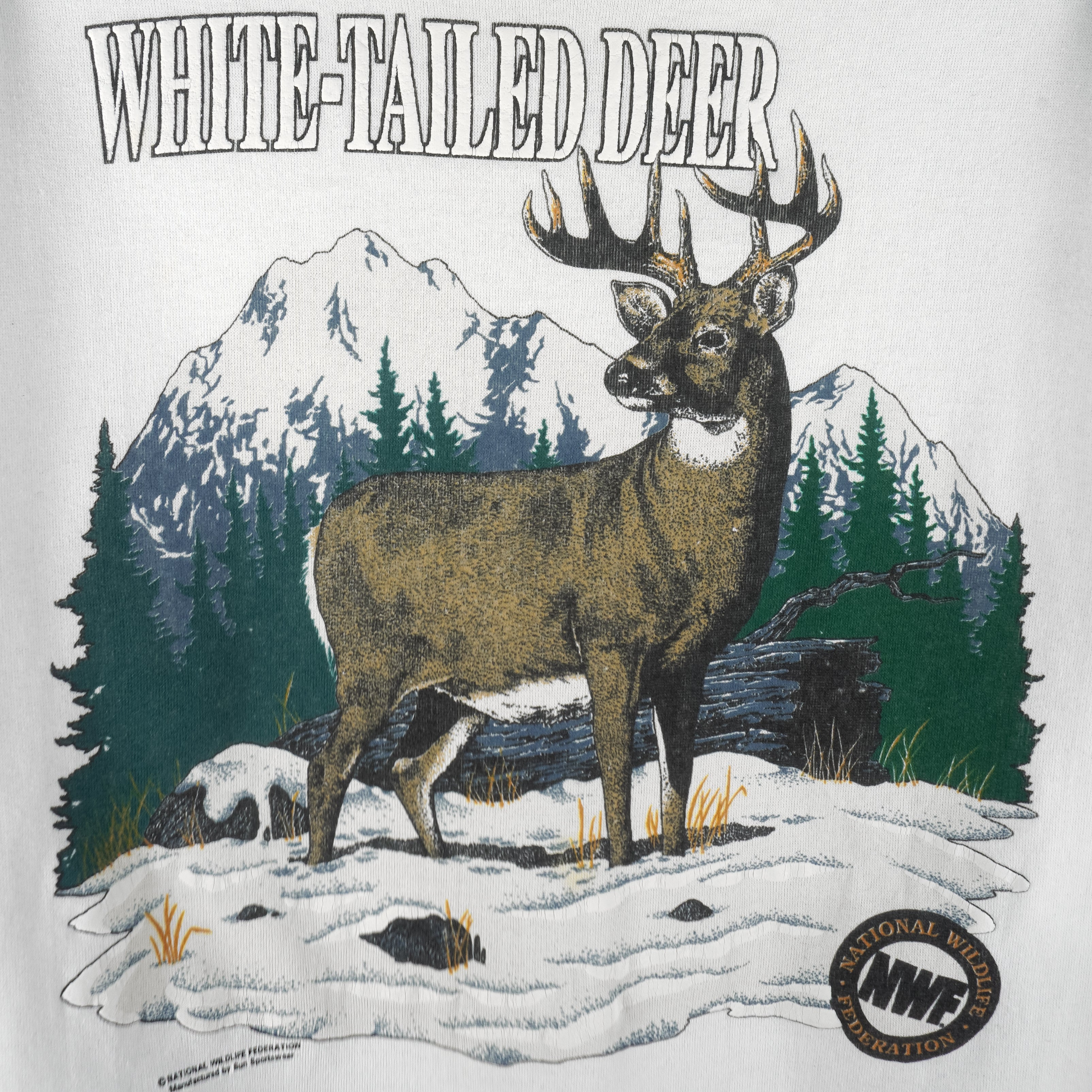 Vintage - White Tailed Deer Animal Print Sweatshirt 1990s Large Vintage Retro