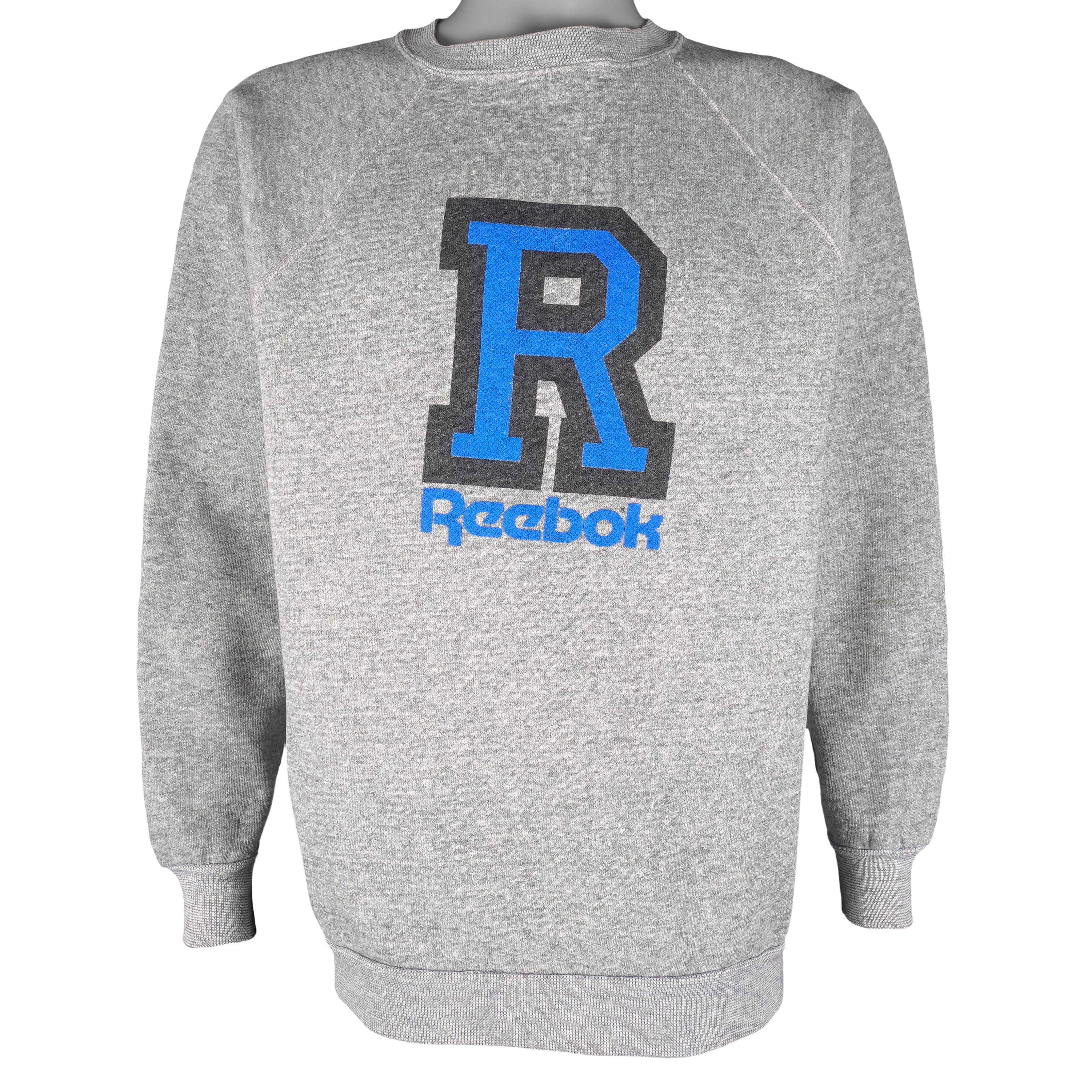 Reebok - Grey Big Logo Sweatshirt 1980s X-Large Vintage Retro