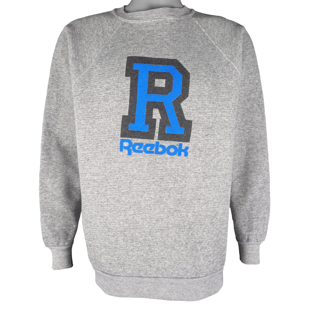 Reebok - Grey Big Logo Sweatshirt 1980s X-Large Vintage Retro