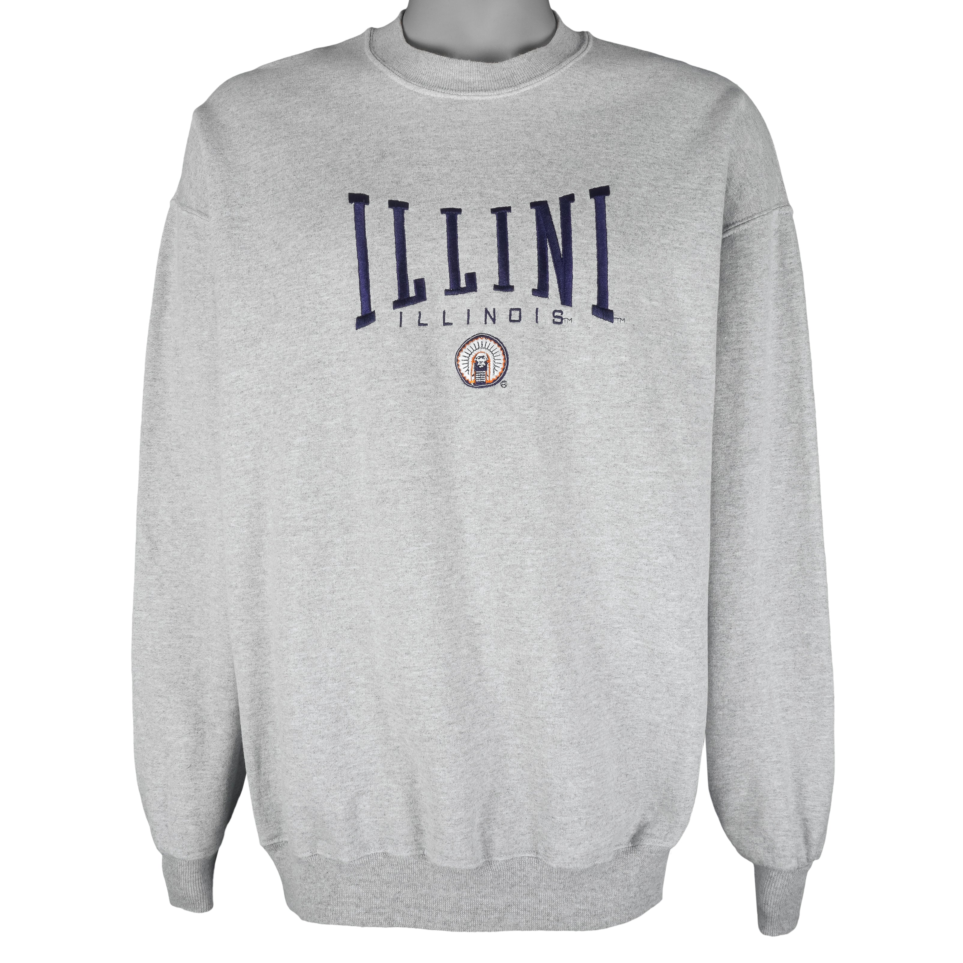 NCAA (AS Sport) - Illini Illinois Embroidered Crew Neck Sweatshirt 1990s X-Large Vintage Retro College