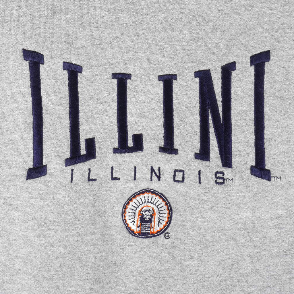 NCAA (AS Sport) - Illini Illinois Embroidered Crew Neck Sweatshirt 1990s X-Large Vintage Retro College