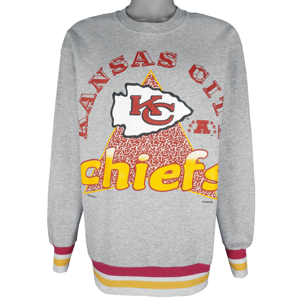 NFL (Team Work) - Kansas City Chiefs Crew Neck Sweatshirt 1995 Large Vintage Retro Football