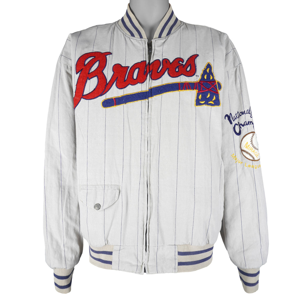 MLB (Mirage) - Atlanta Braves Reversible Jacket 1991 Large Vintage Retro Baseball