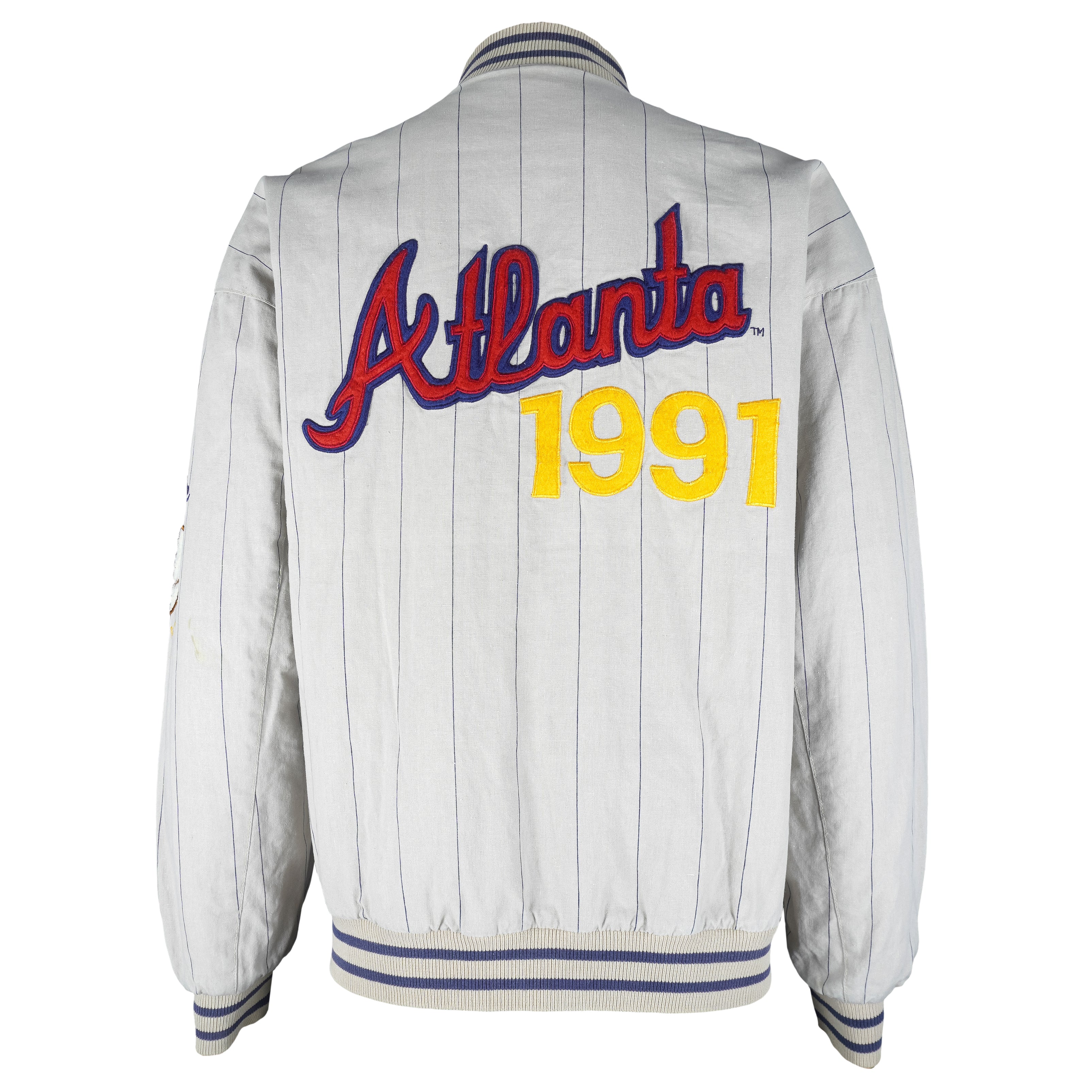 MLB (Mirage) - Atlanta Braves Reversible Jacket 1991 Large Vintage Retro Baseball