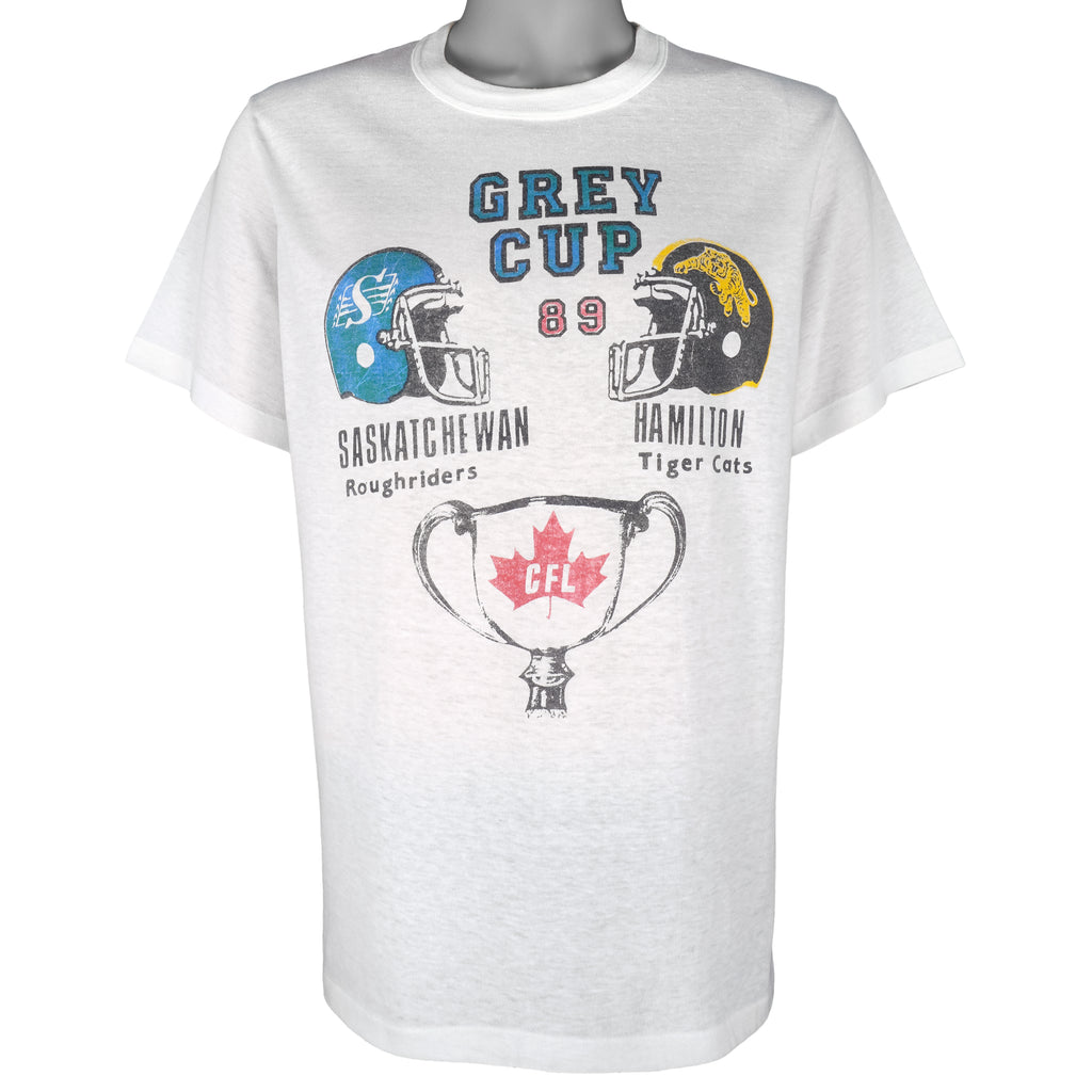 CFL (Mr. Brief) - Roughriders VS Tiger Cats Grey Cup T-Shirt 1989 X-Large Vintage Retro Football