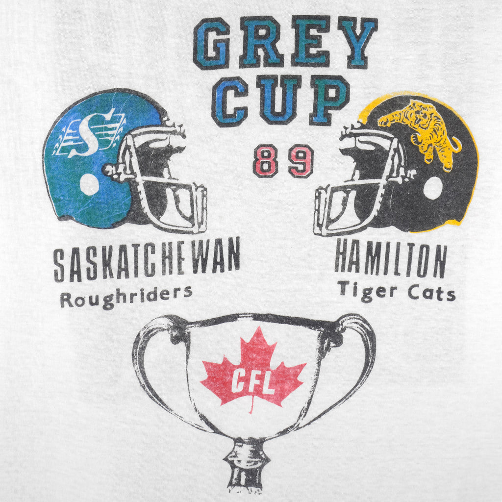 CFL (Mr. Brief) - Roughriders VS Tiger Cats Grey Cup T-Shirt 1989 X-Large Vintage Retro Football