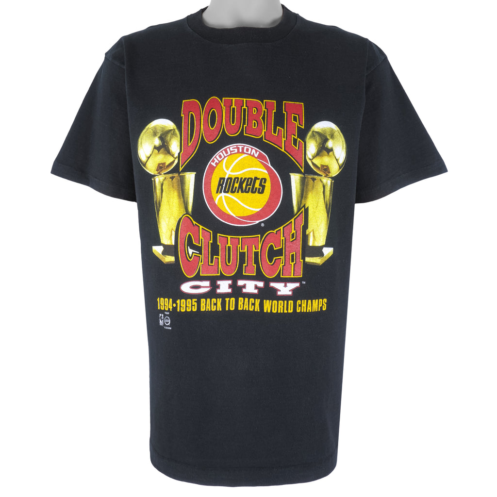 NBA (Salem) - Houston Rockets Double Clutch City Single Stitch T-Shirt 1994 Large Vintage Retro Basketball