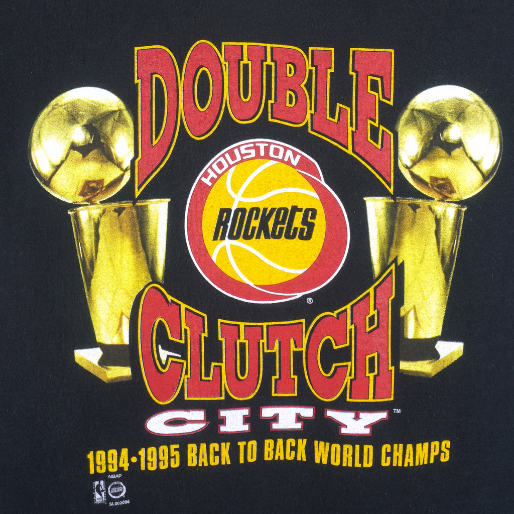 NBA (Salem) - Houston Rockets Double Clutch City Single Stitch T-Shirt 1994 Large Vintage Retro Basketball