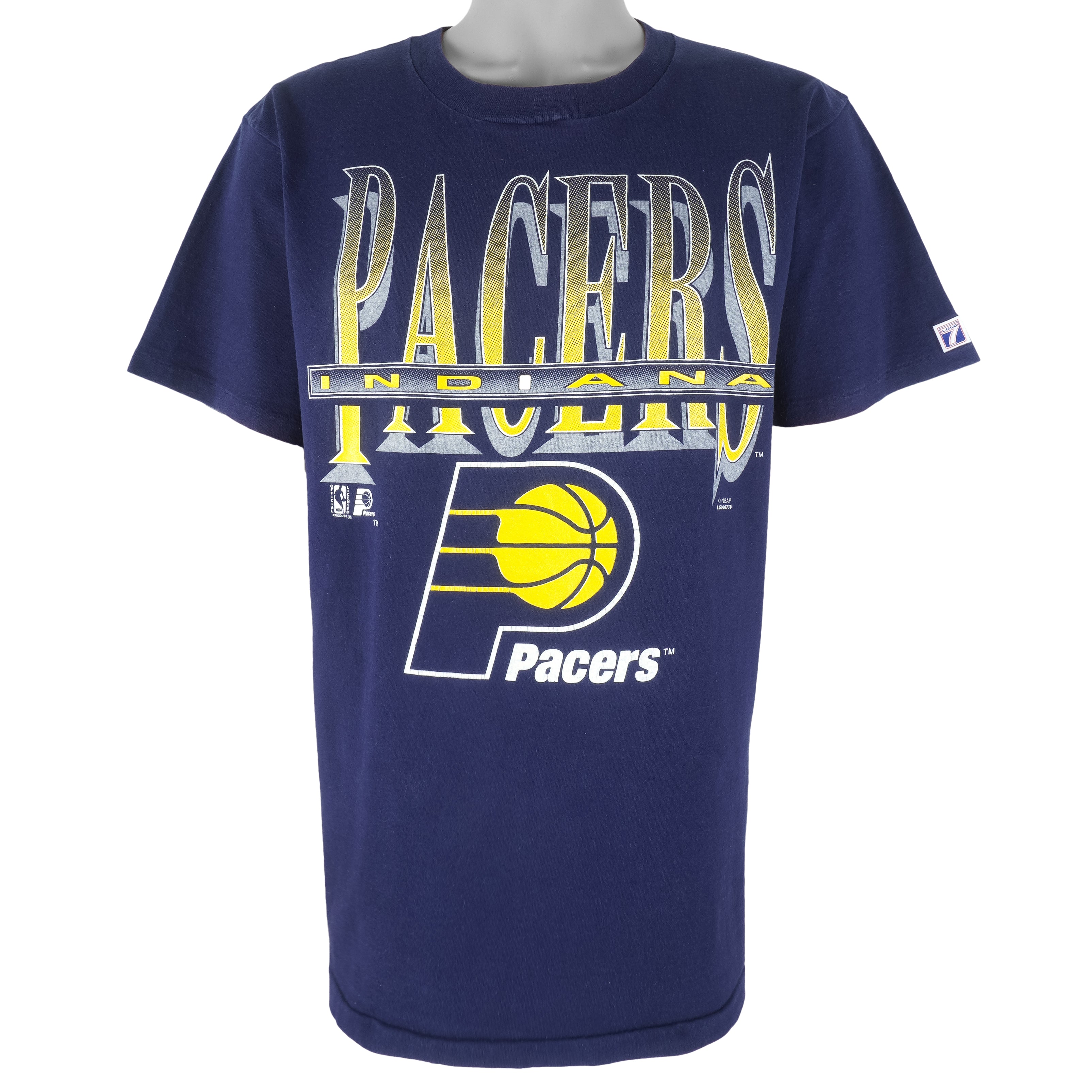 NBA (Logo 7) - Indiana Pacers Single Stitch T-Shirt 1990s Large Vintage Retro Basketball