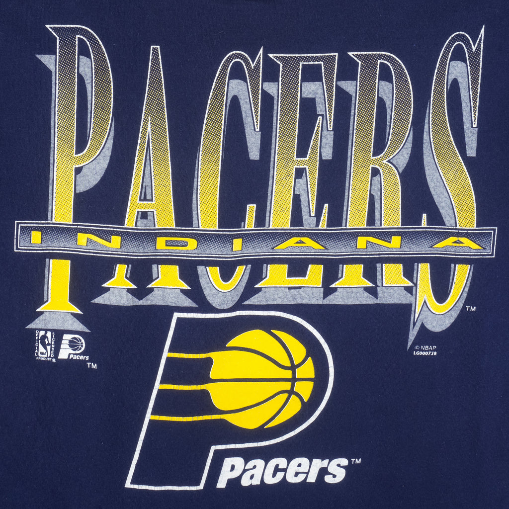 NBA (Logo 7) - Indiana Pacers Single Stitch T-Shirt 1990s Large Vintage Retro Basketball