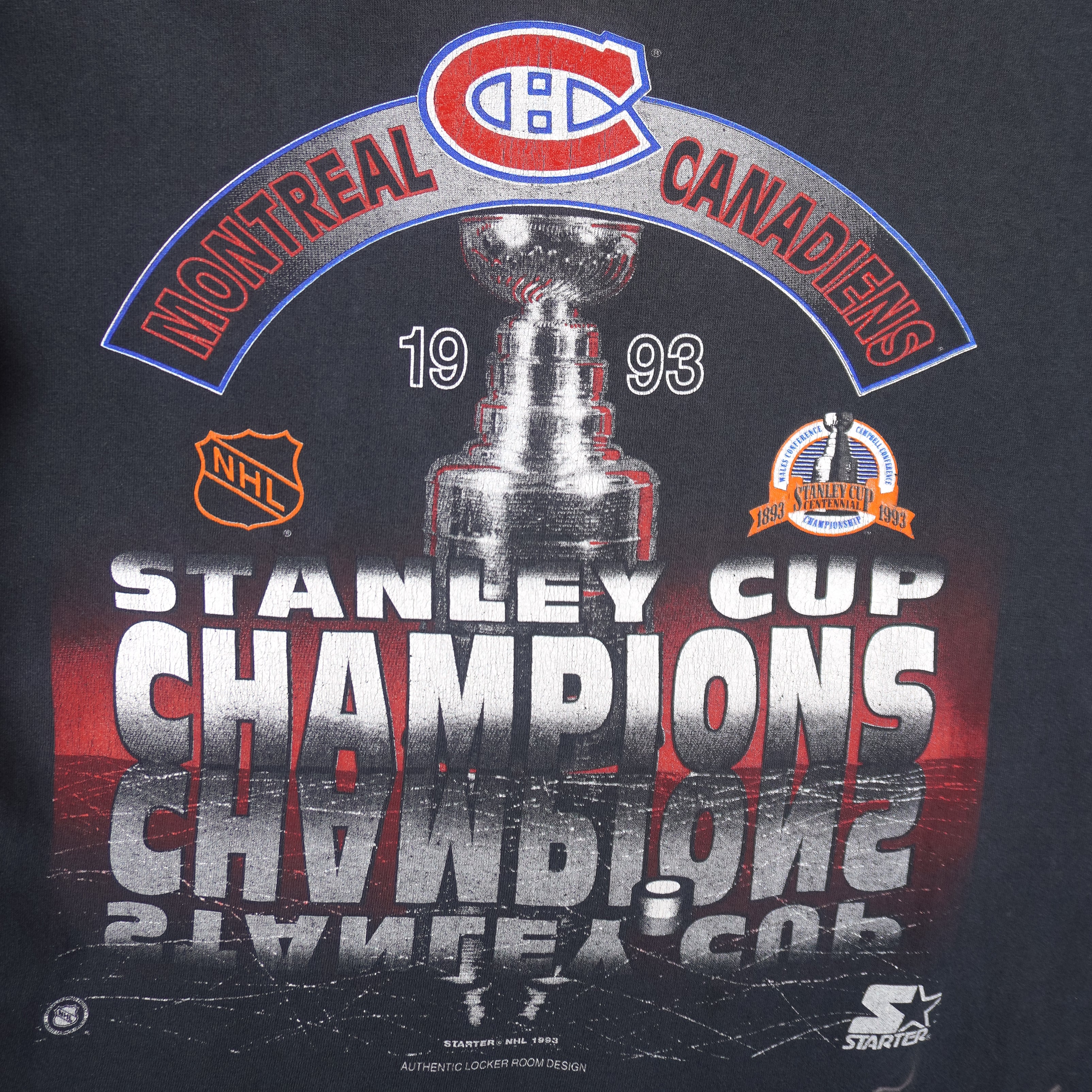 Starter - Montreal Canadiens Champs Single Stitch T-Shirt 1993 Large Vintage Retro Hockey
