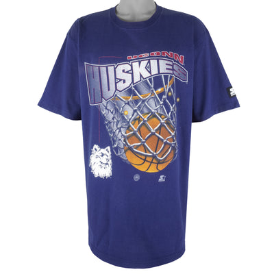 Starter - NCAA Uconn Huskies Basketball Single Stitch T-Shirt 1990s X-Large