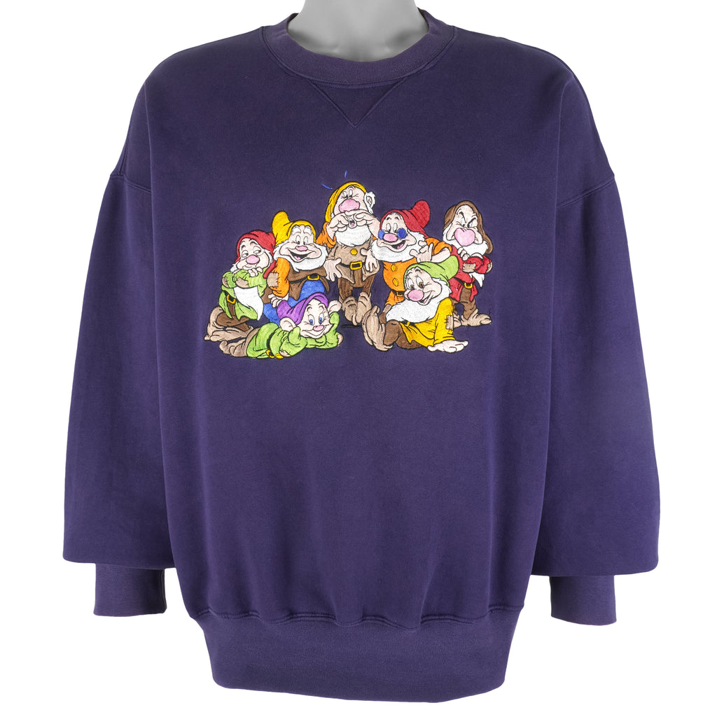 Disney - Dwarfs Embroidered Sweatshirt 1990s Large Vintage Retro