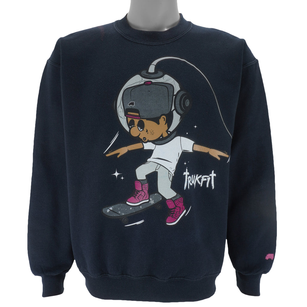 Vintage Black TRUKFIT Crew Neck Sweatshirt 2000s Medium