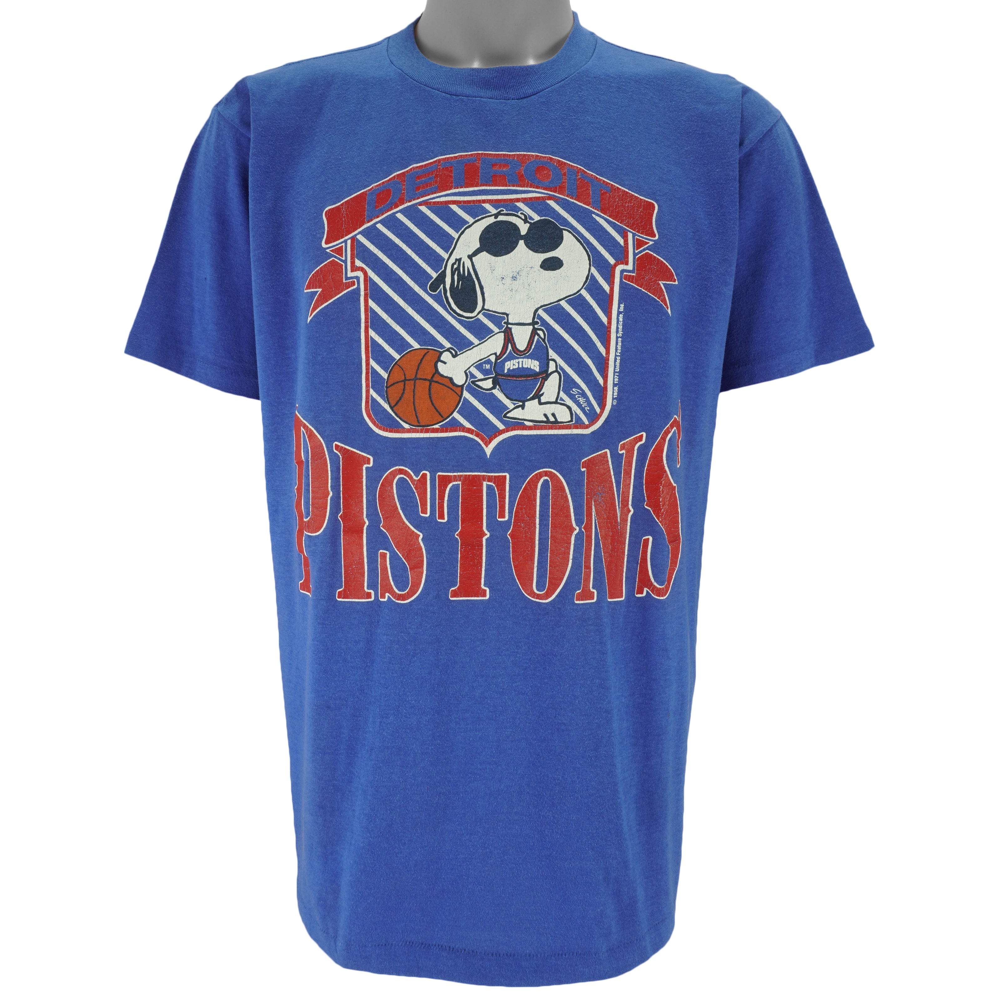 NBA (Artex) - Detroit Pistons X Snoopy T-Shirt 1980s Large Vintage Retro Basketball