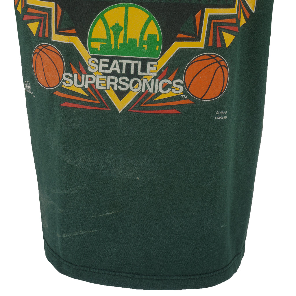 NBA (Competitor) - Seattle Supersonics Single Stitch T-Shirt 1990s X-Large Vintage Retro Basketball