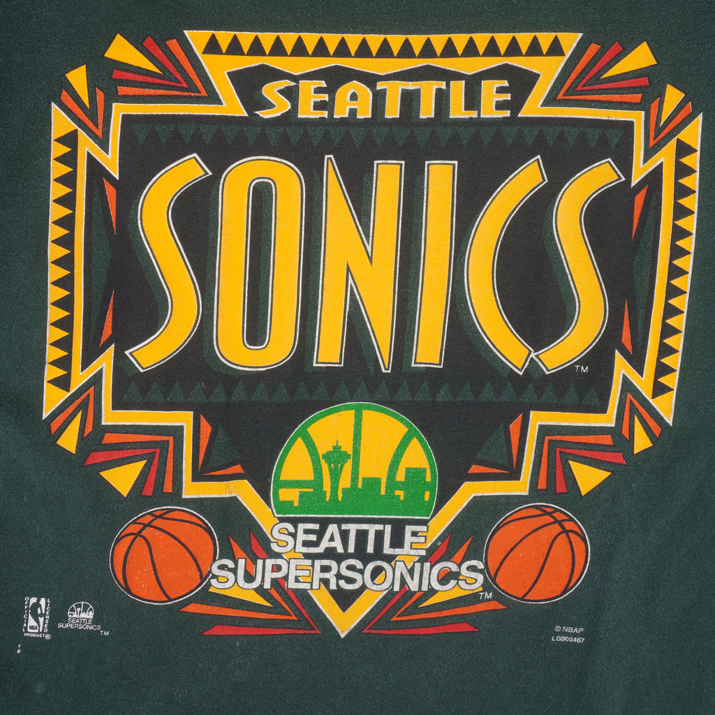 NBA (Competitor) - Seattle Supersonics Single Stitch T-Shirt 1990s X-Large Vintage Retro Basketball