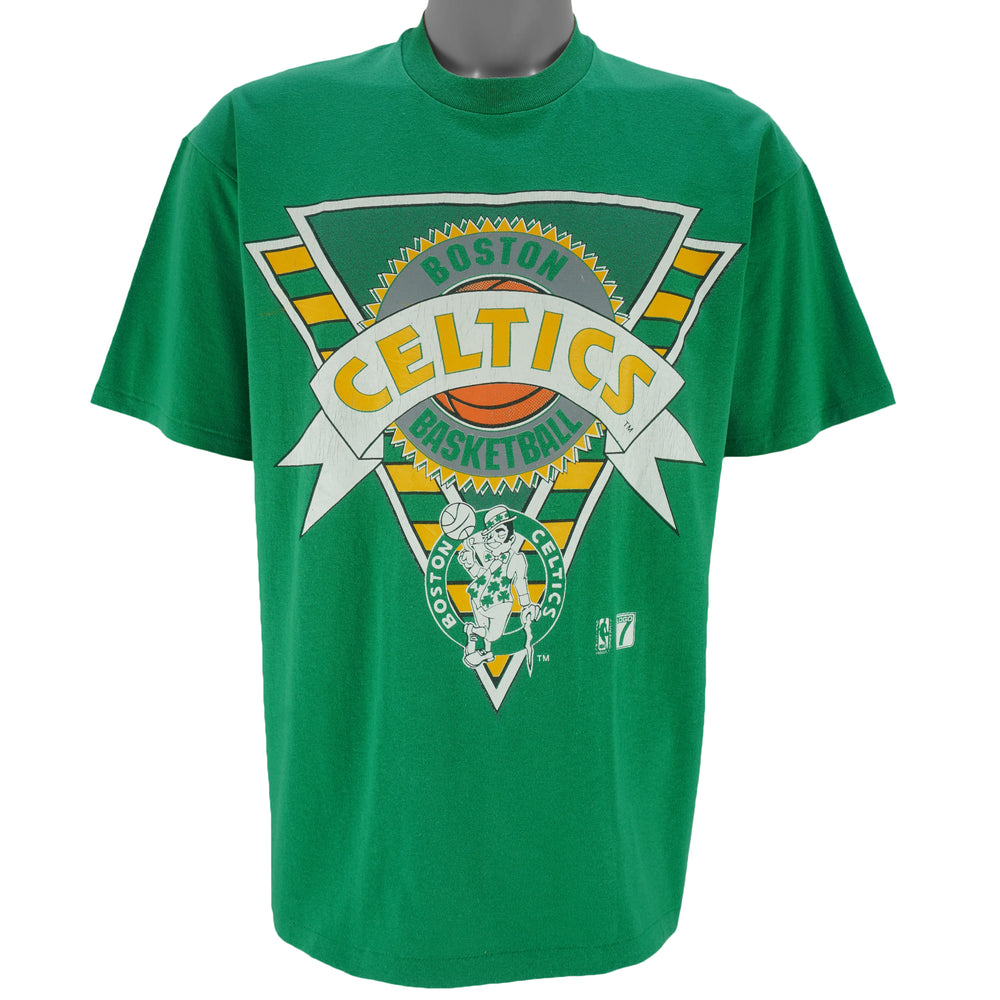 NBA (Stedman) - Boston Celtics Spell-Out T-Shirt 1990s Medium Vintage Retro Basketball