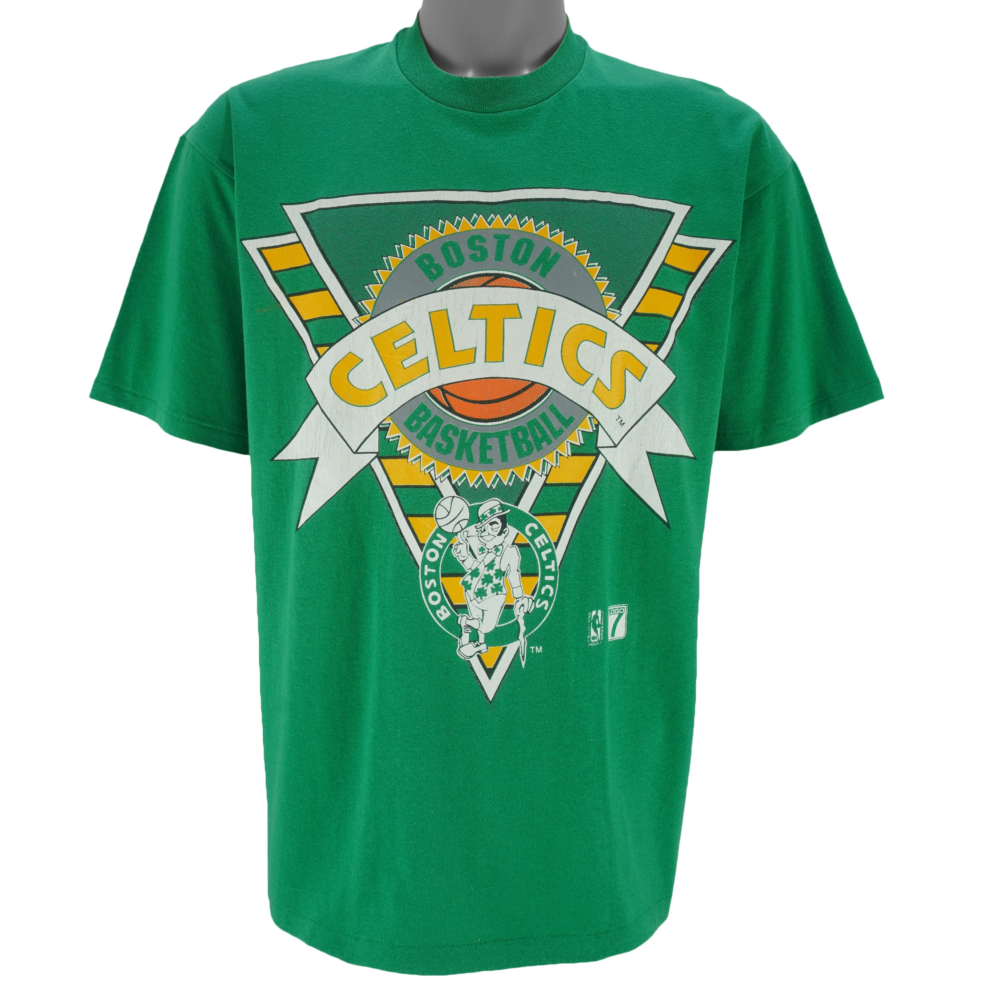 NBA (Stedman) - Boston Celtics Spell-Out T-Shirt 1990s Medium Vintage Retro Basketball