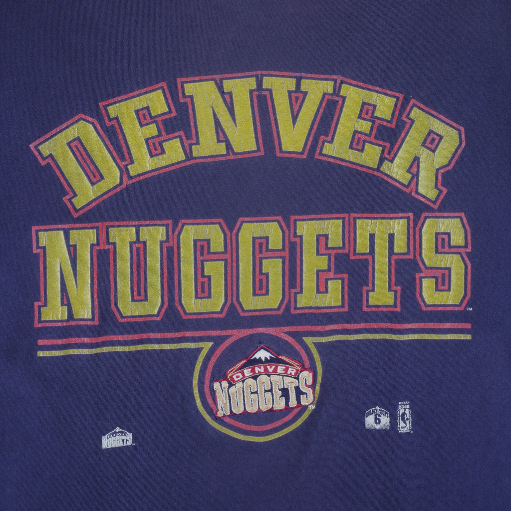 NBA (Full Court) - Denver Nuggets Single Stitch T-Shirt 1990s Large Vintage Retro Basketball