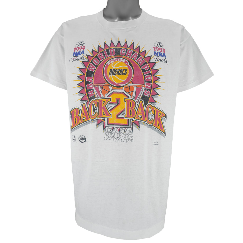 NBA - Houston Rockets Back 2 Back World Champs T-Shirt 1995 X-Large Vintage Retro Basketball
