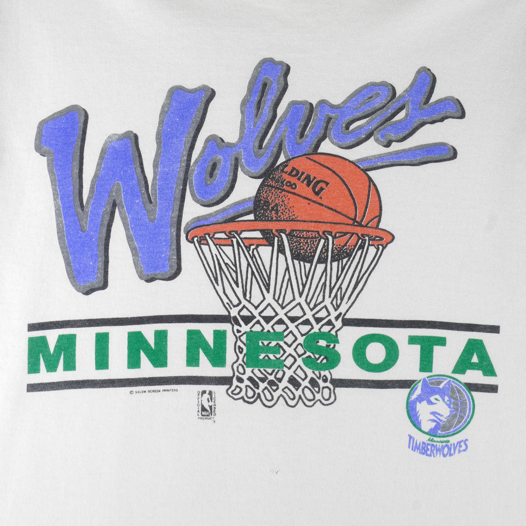 NBA (Salem) - Minnesota Timberwolves Spell-Out T-Shirt 1990s X-Large Vintage Retro Basketball