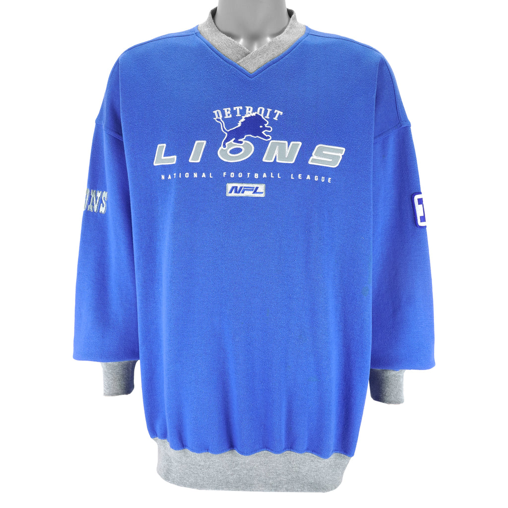 NFL (Lee) - Detroit Lions Embroidered Crew Neck Sweatshirt 1990s X-Large Vintage Retro Football