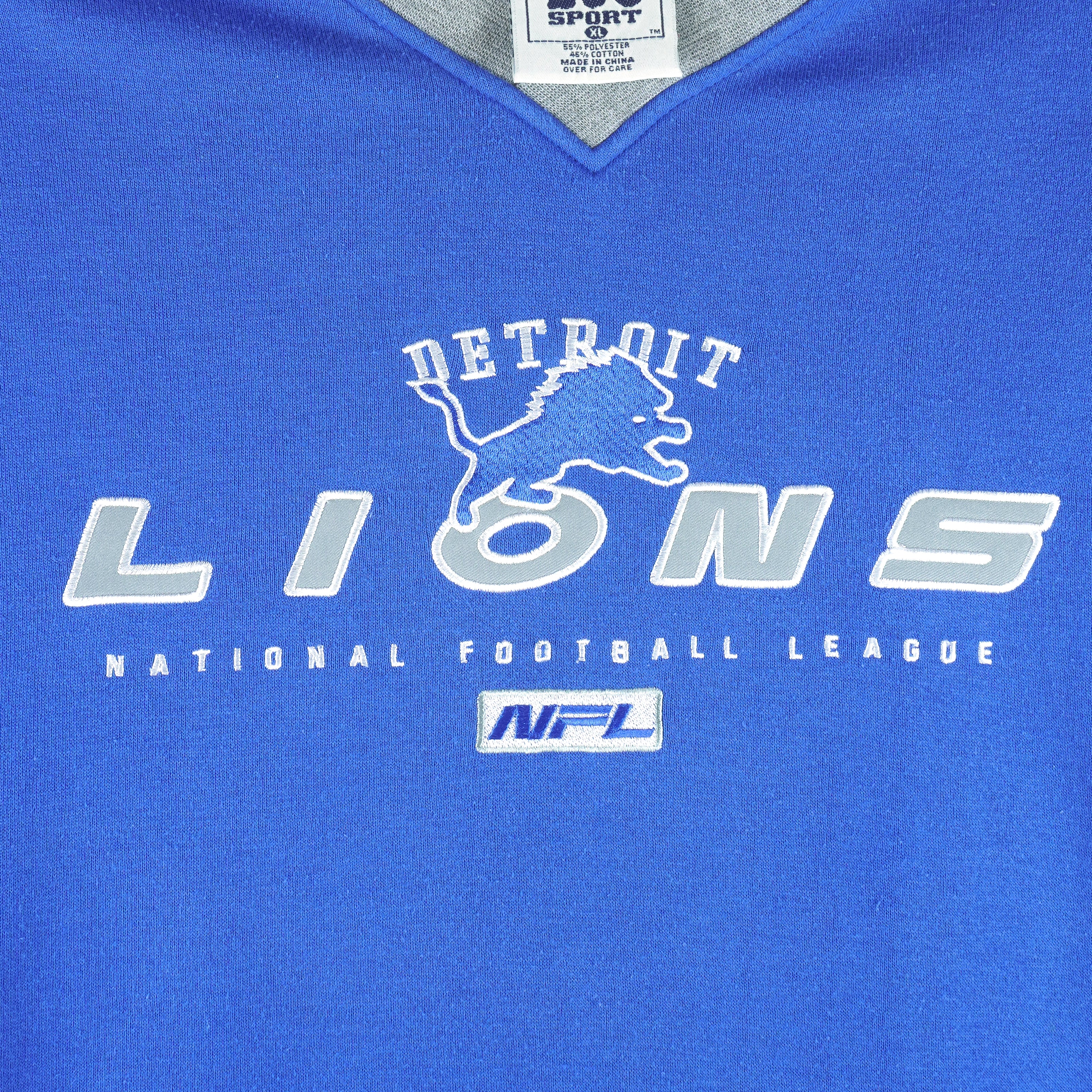 NFL (Lee) - Detroit Lions Embroidered Crew Neck Sweatshirt 1990s X-Large Vintage Retro Football