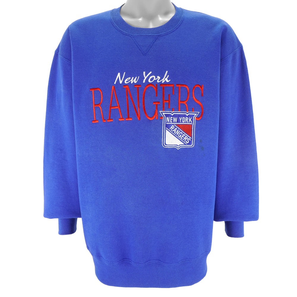 NHL (Russell Athletic) - New York Rangers Embroidered Sweatshirt 1990s Large Vintage Retro Hockey
