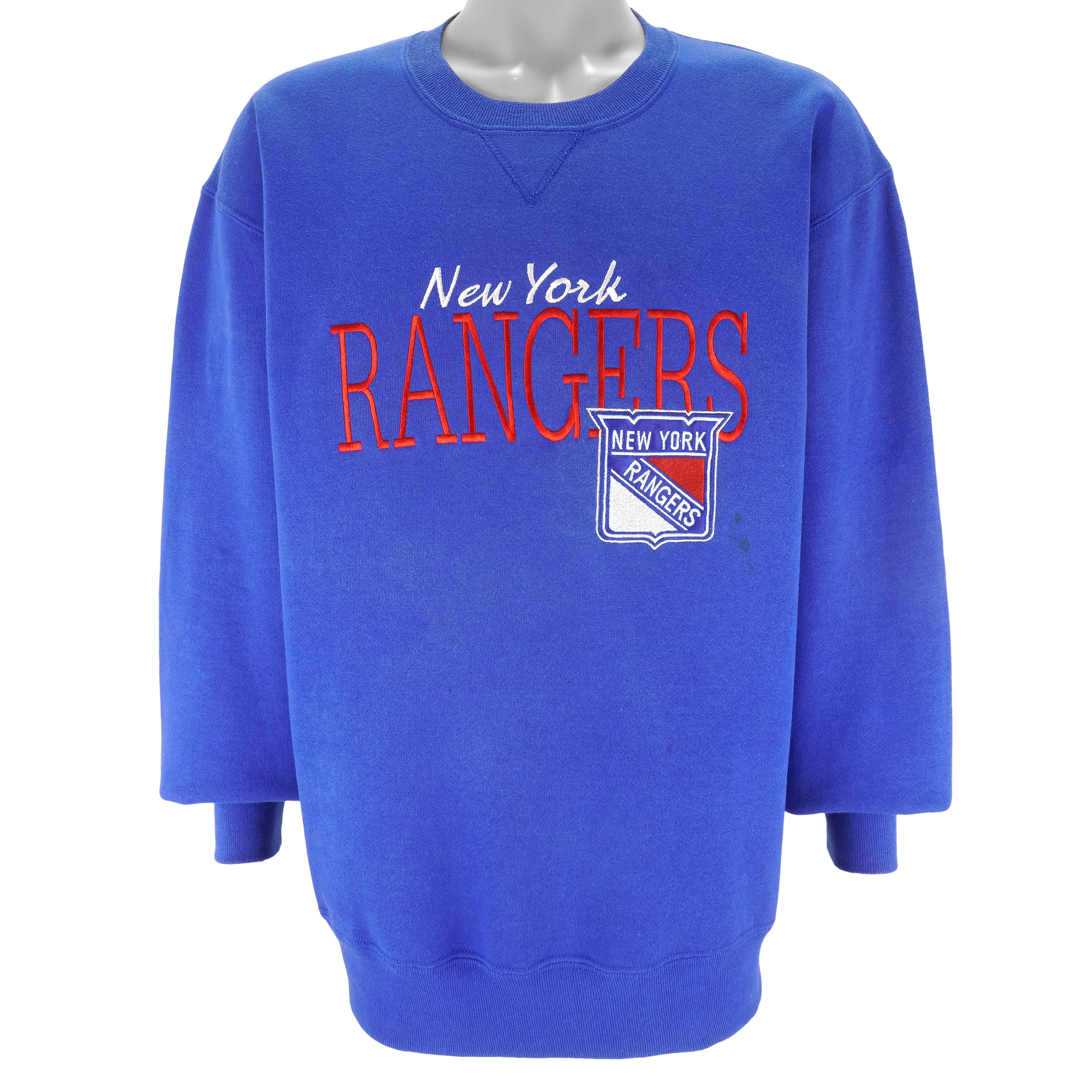 NHL (Russell Athletic) - New York Rangers Embroidered Sweatshirt 1990s Large Vintage Retro Hockey