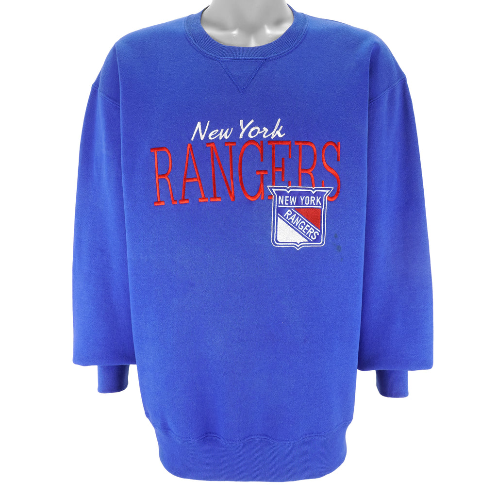 NHL (Russell Athletic) - New York Rangers Embroidered Sweatshirt 1990s Large Vintage Retro Hockey